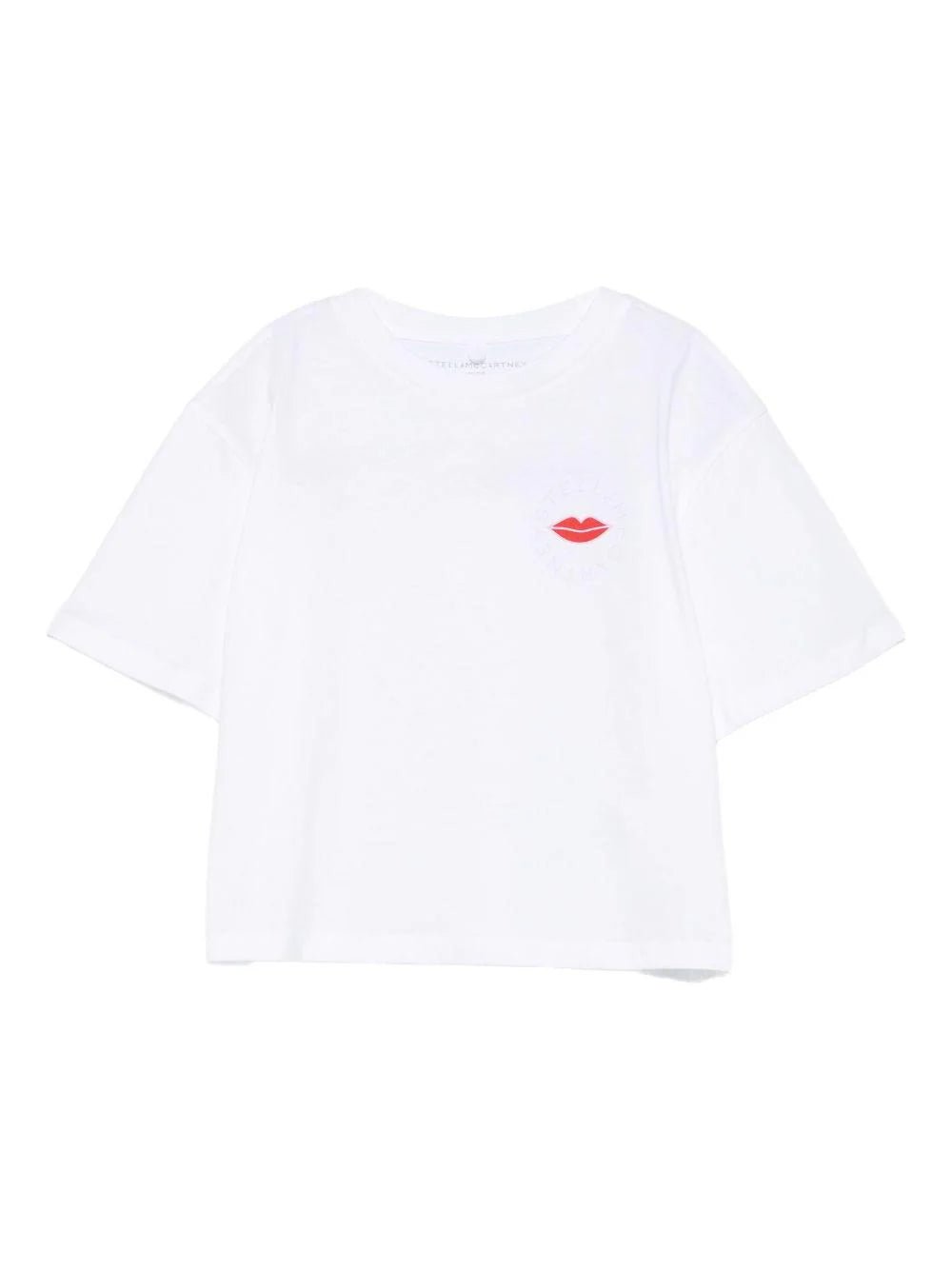 T - SHIRT BIANCA CON BACIO LOGO ROSSO STELLA MCCARTNEY - Angel Luxury