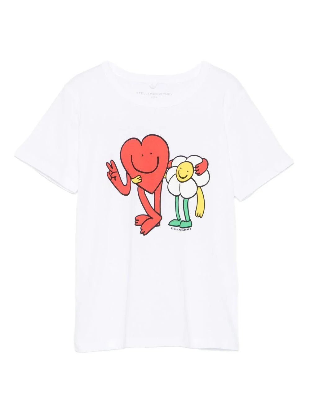 T - SHIRT BIANCA CON CUORE E FIORE STELLA MCCARTNEY - Angel Luxury