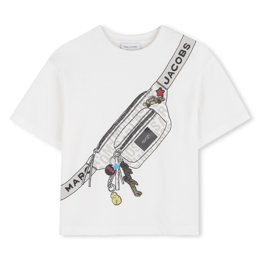 T - SHIRT BIANCA CON FANTASIA DEL MARSUPIO LOGATO MARC JACOBS - Angel Luxury