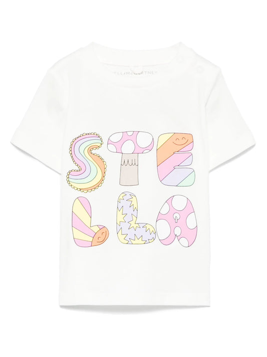 T - SHIRT BIANCA CON FANTASIA LOGO STELLA MCCARTNEY - Angel Luxury