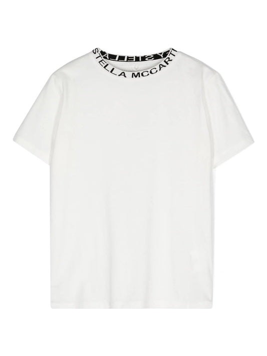 T - SHIRT BIANCA CON GIROCCOLO RICAMATO STELLA MCCARTNEY - Angel Luxury