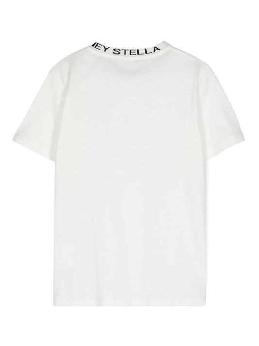 T - SHIRT BIANCA CON GIROCCOLO RICAMATO STELLA MCCARTNEY - Angel Luxury