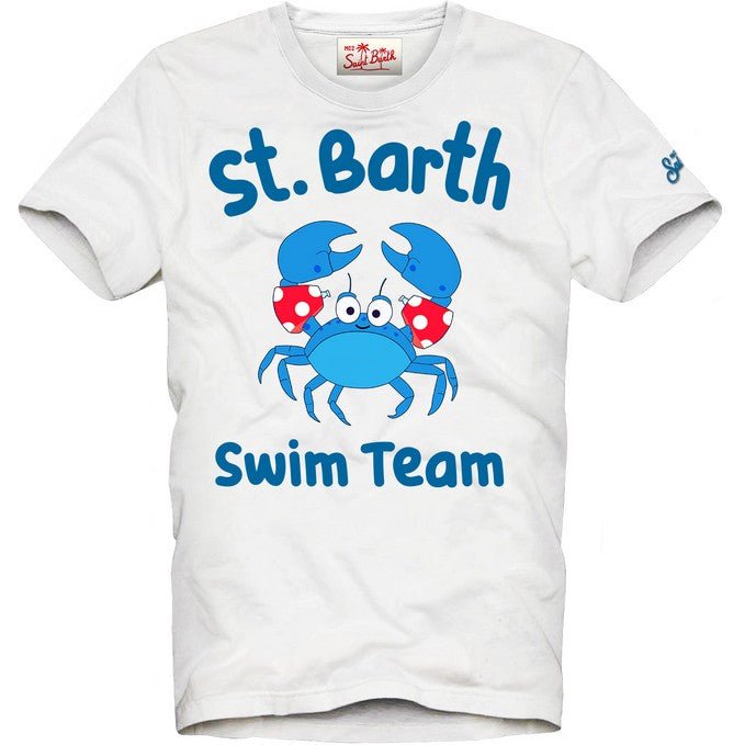 T - SHIRT BIANCA CON GRANCHIO BLU MC2 SAINT BARTH - Angel Luxury
