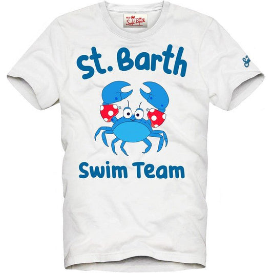 T - SHIRT BIANCA CON GRANCHIO BLU MC2 SAINT BARTH - Angel Luxury
