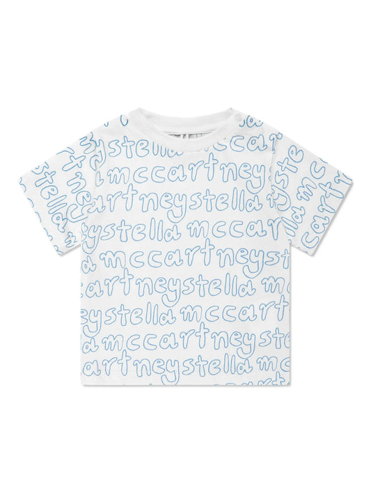 T - SHIRT BIANCA CON LOGO BLU STELLA MCCARTNEY - Angel Luxury