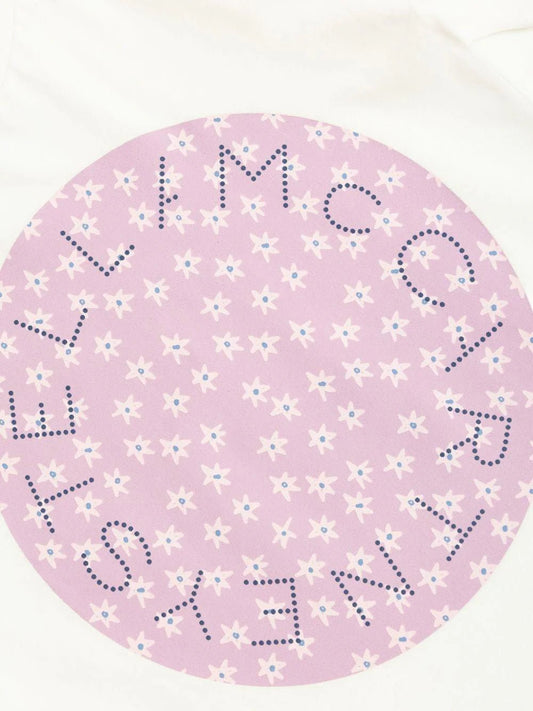 T - SHIRT BIANCA CON LOGO CIRCOLARE A FIORI STELLA MCCARTNEY - Angel Luxury