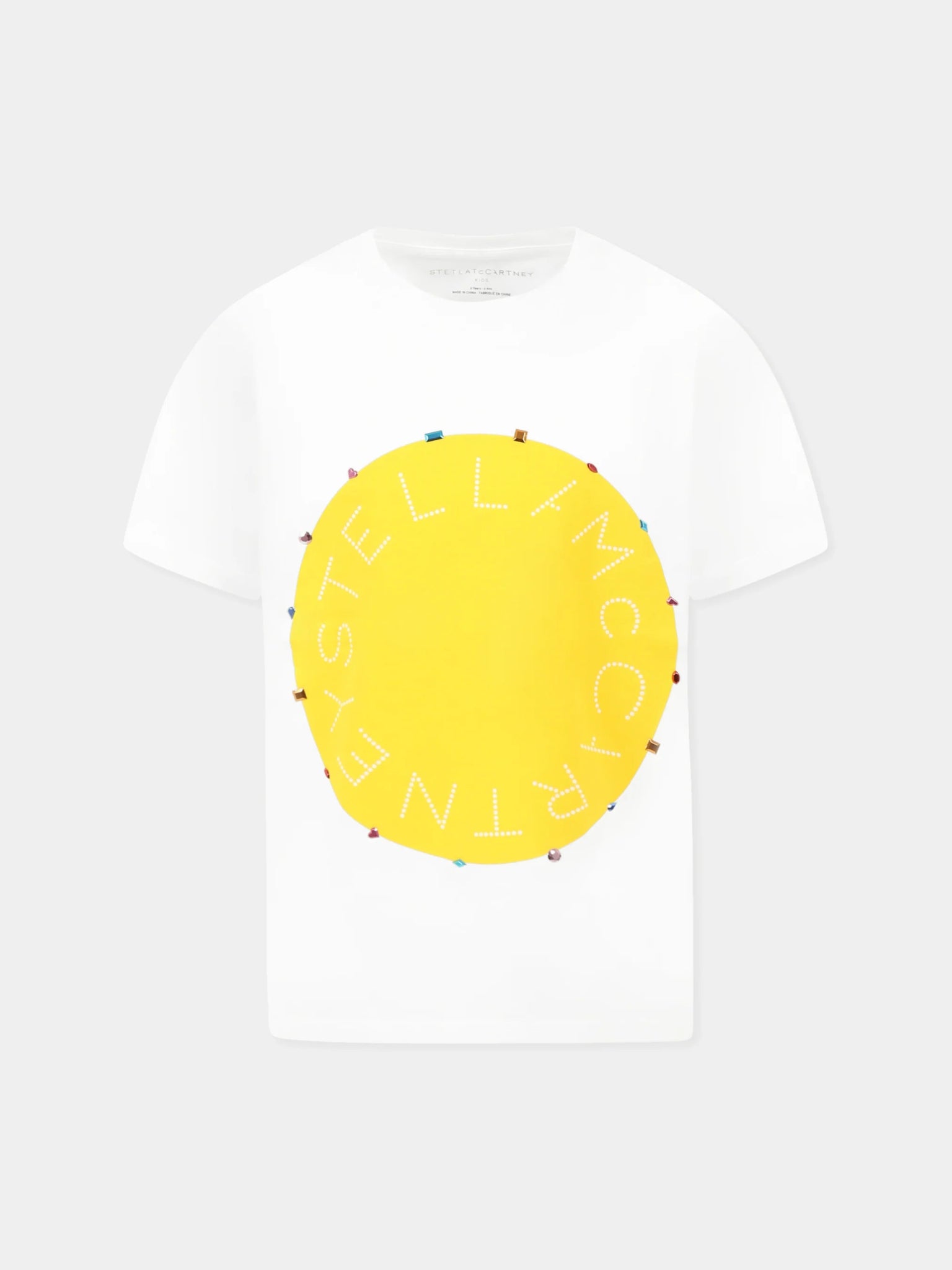 T - SHIRT BIANCA CON LOGO CIRCOLARE GIALLO STELLA MCCARTNEY - Angel Luxury