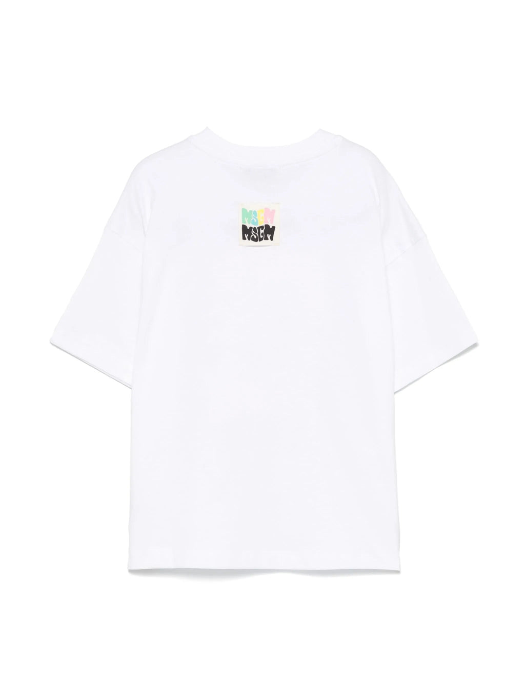 T - SHIRT BIANCA CON LOGO GOFFRATO ROSA MSGM - Angel Luxury