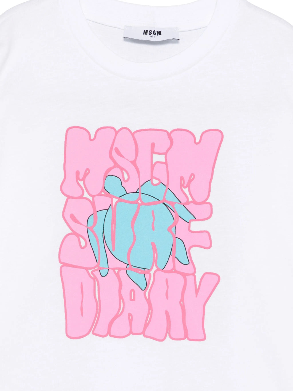 T - SHIRT BIANCA CON LOGO GOFFRATO ROSA MSGM - Angel Luxury