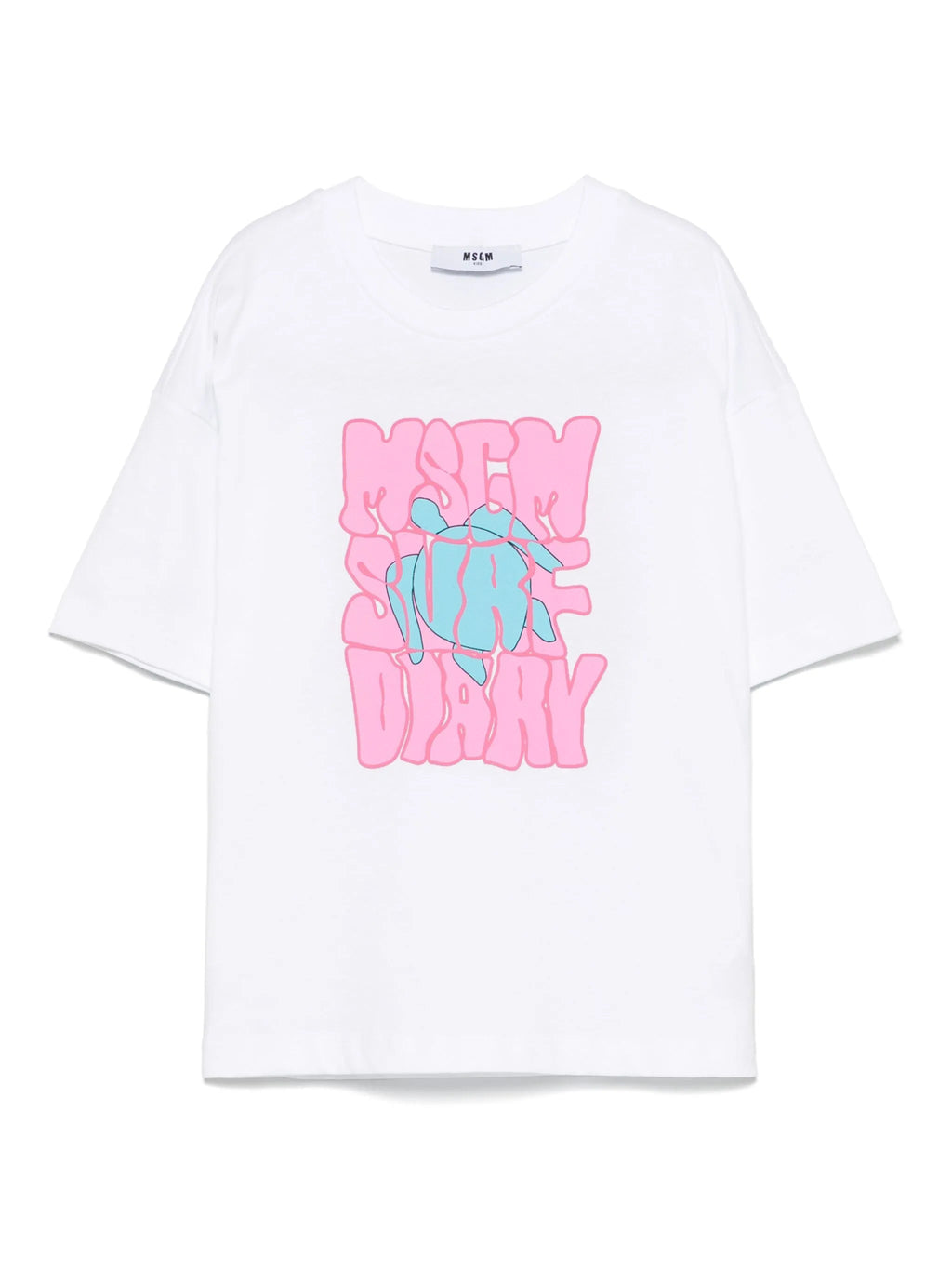 T - SHIRT BIANCA CON LOGO GOFFRATO ROSA MSGM - Angel Luxury
