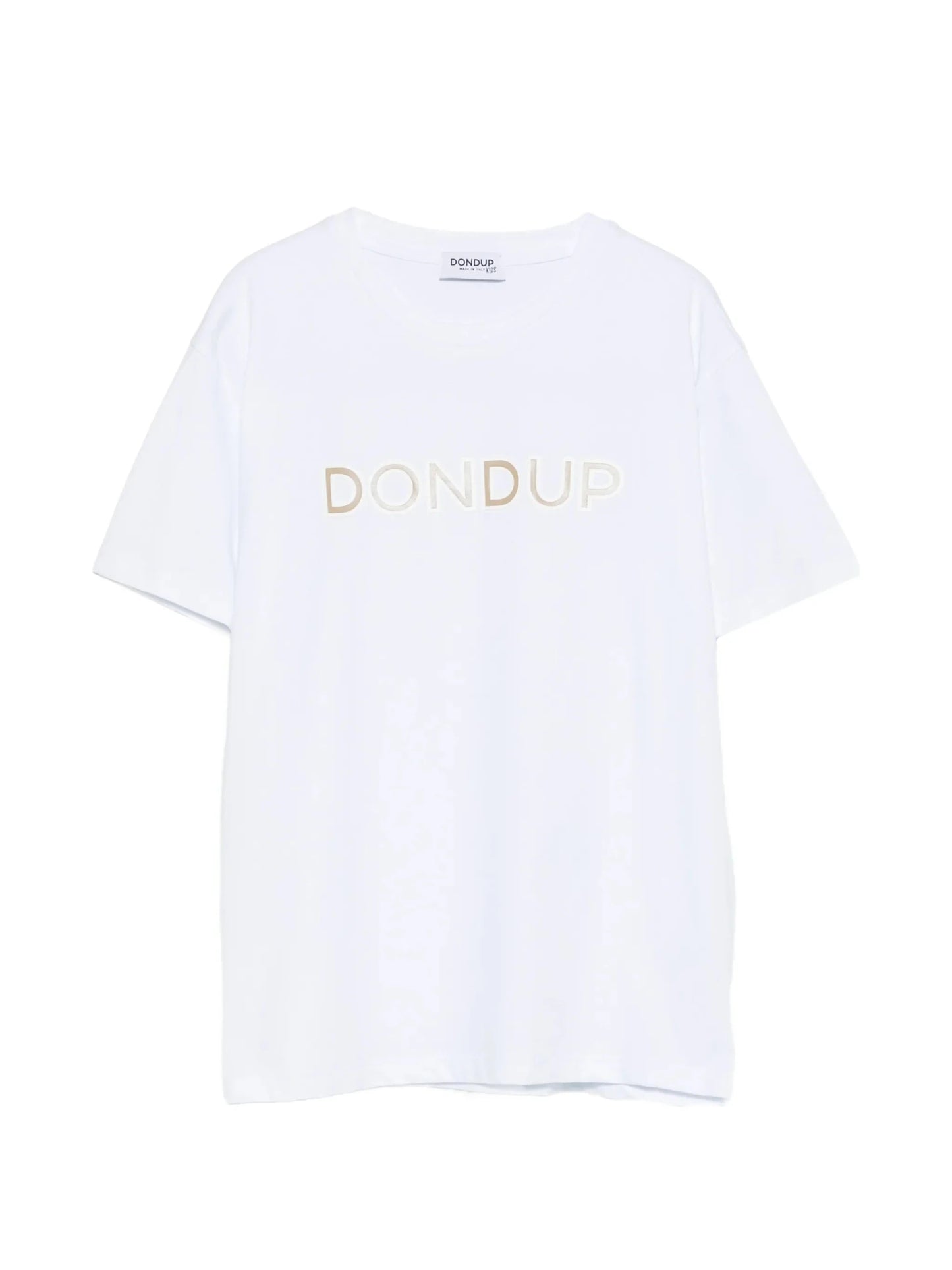 T - SHIRT BIANCA CON LOGO GOMMATO BEIGE DONDUP - Angel Luxury