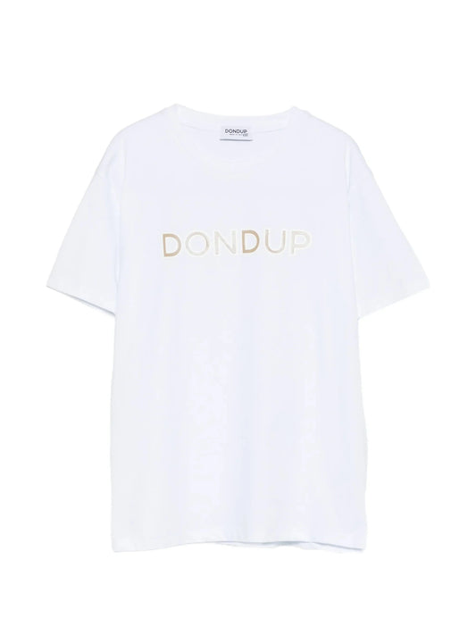 T - SHIRT BIANCA CON LOGO GOMMATO BEIGE DONDUP - Angel Luxury