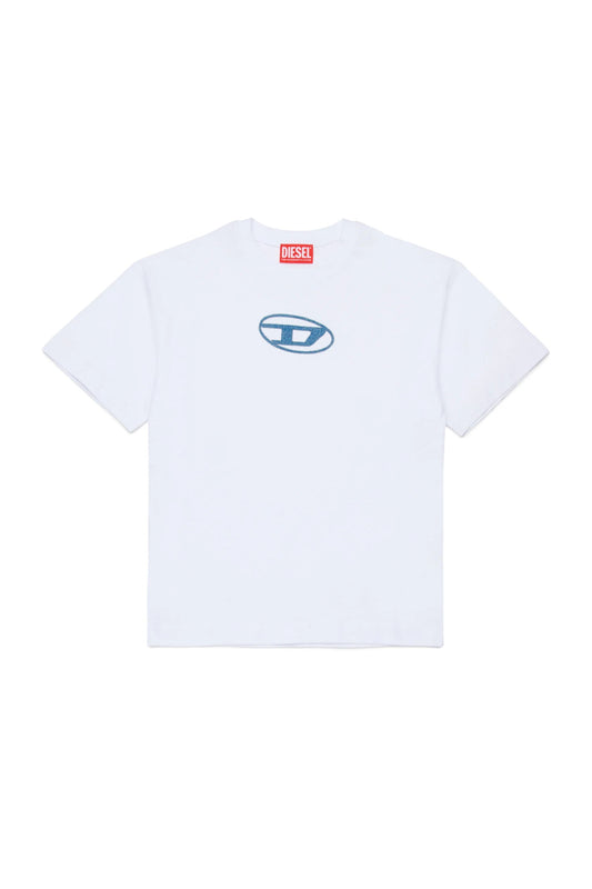 T - SHIRT BIANCA CON LOGO IN DENIM DIESEL - Angel Luxury
