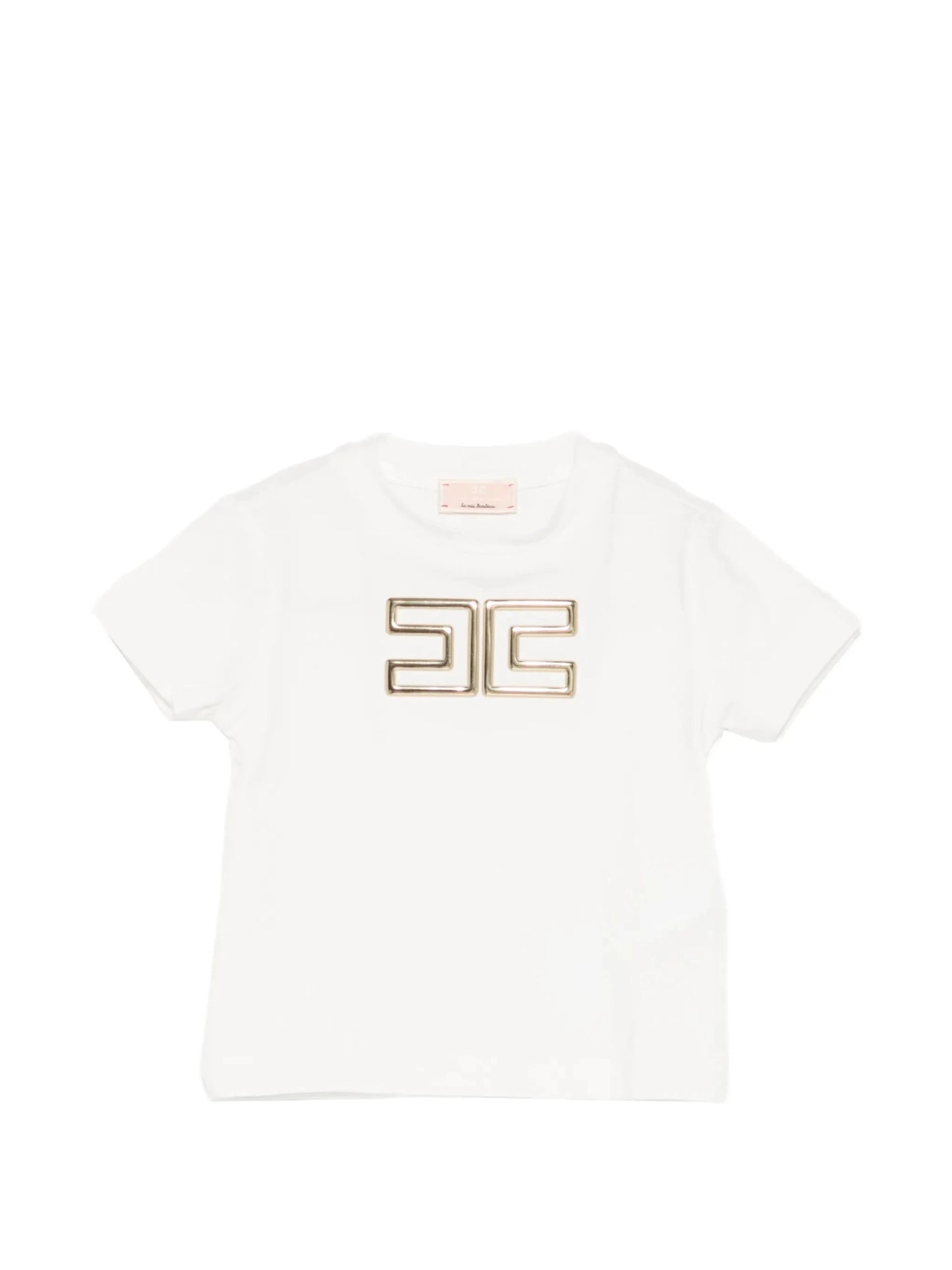 T - SHIRT BIANCA CON LOGO IN ORO ELISABETTA FRANCHI - Angel Luxury