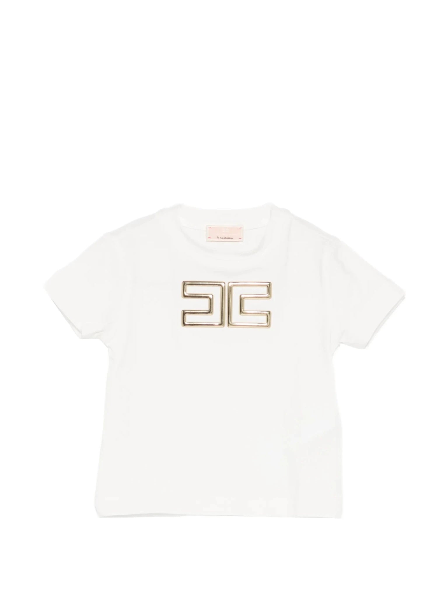 T - SHIRT BIANCA CON LOGO IN ORO ELISABETTA FRANCHI - Angel Luxury