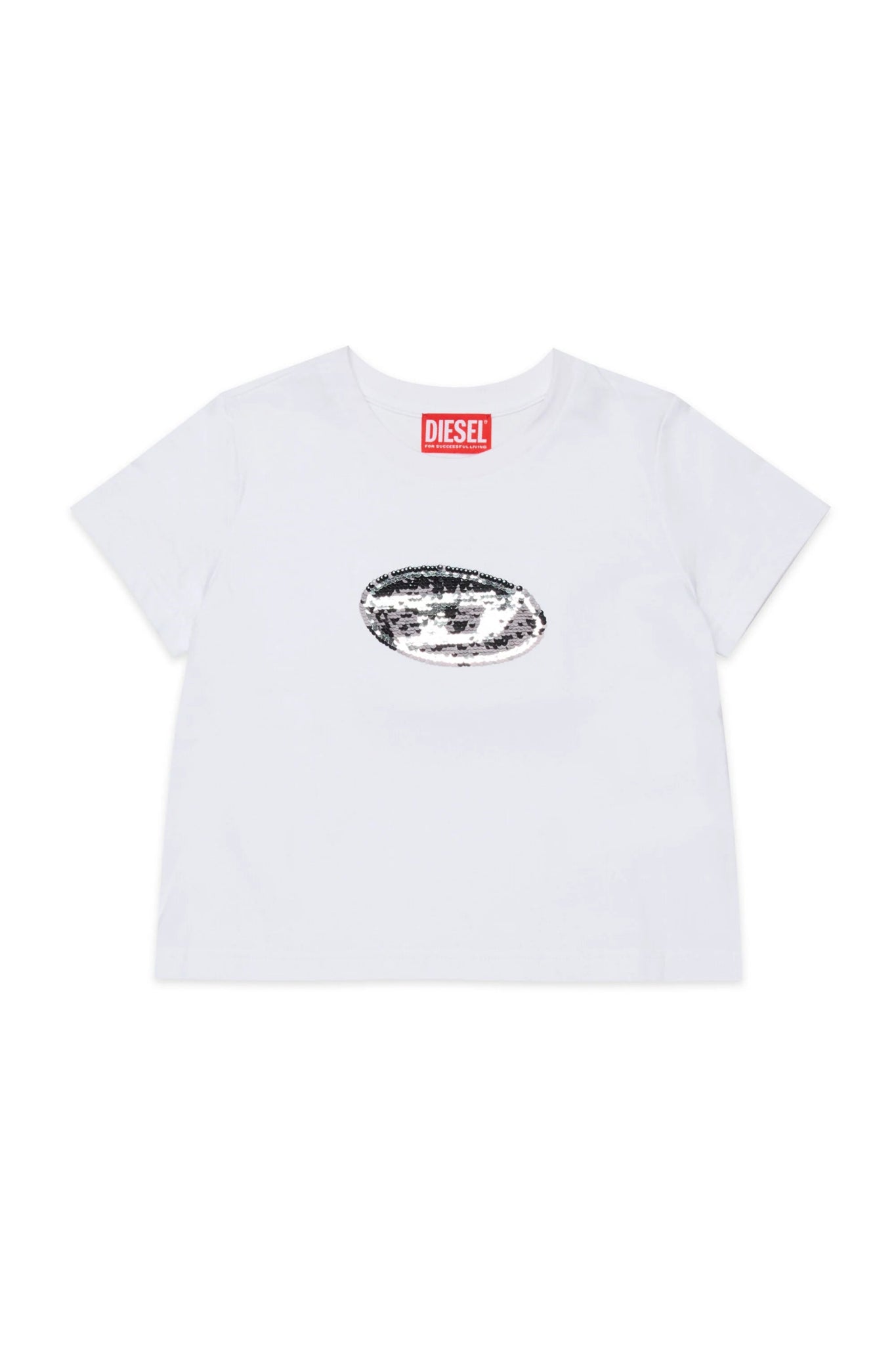 T - SHIRT BIANCA CON LOGO IN PAILLETTES DIESEL - Angel Luxury