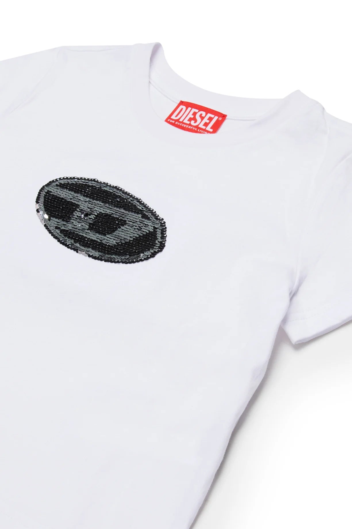 T - SHIRT BIANCA CON LOGO IN PAILLETTES DIESEL - Angel Luxury