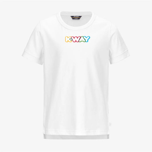 T - SHIRT BIANCA CON LOGO MULTICOLOR K - WAY - Angel Luxury