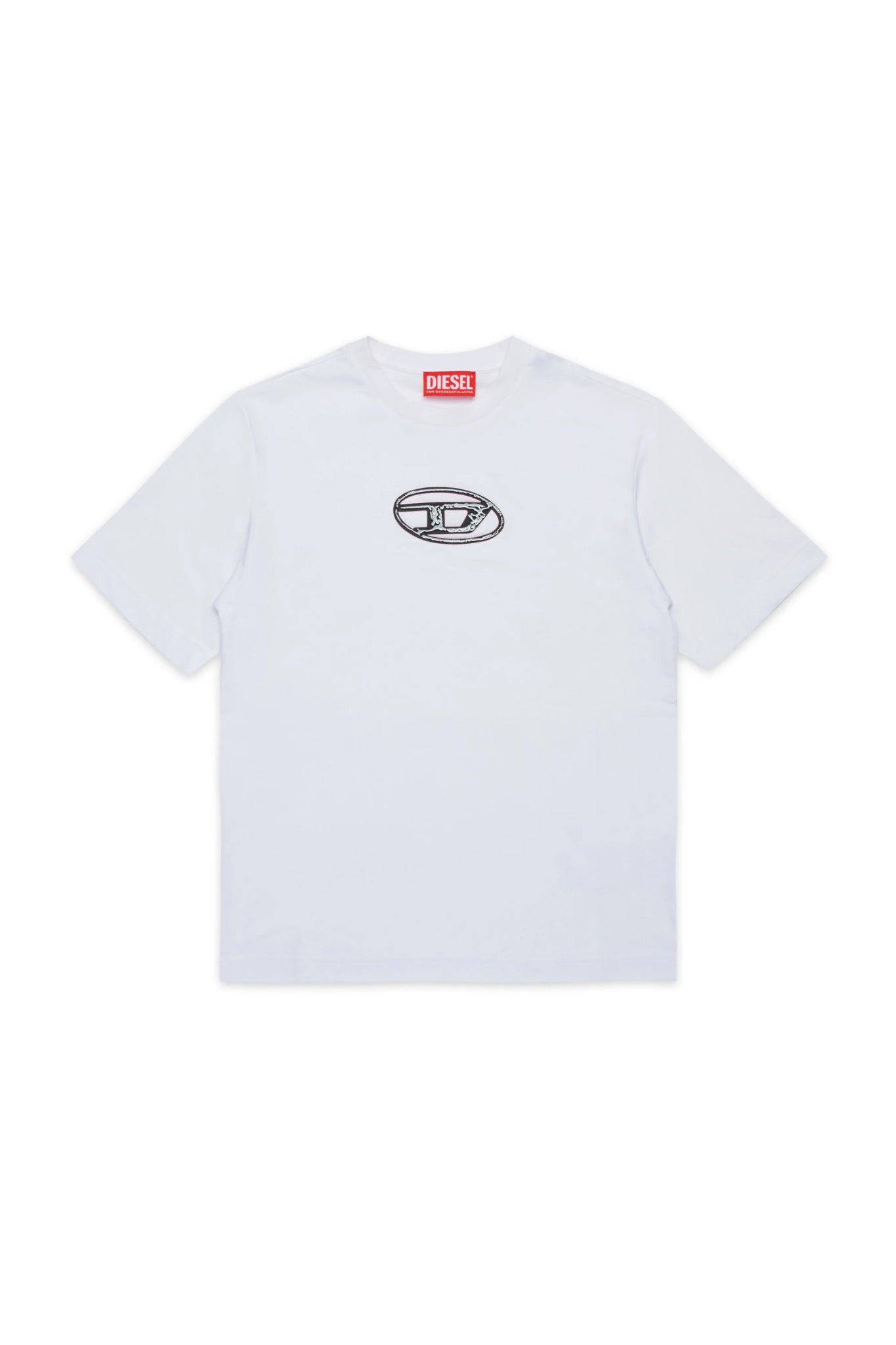 T - SHIRT BIANCA CON LOGO NERO IN RILIEVO DIESEL - Angel Luxury