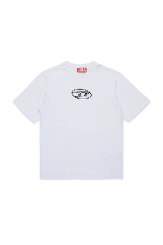 T - SHIRT BIANCA CON LOGO NERO IN RILIEVO DIESEL - Angel Luxury