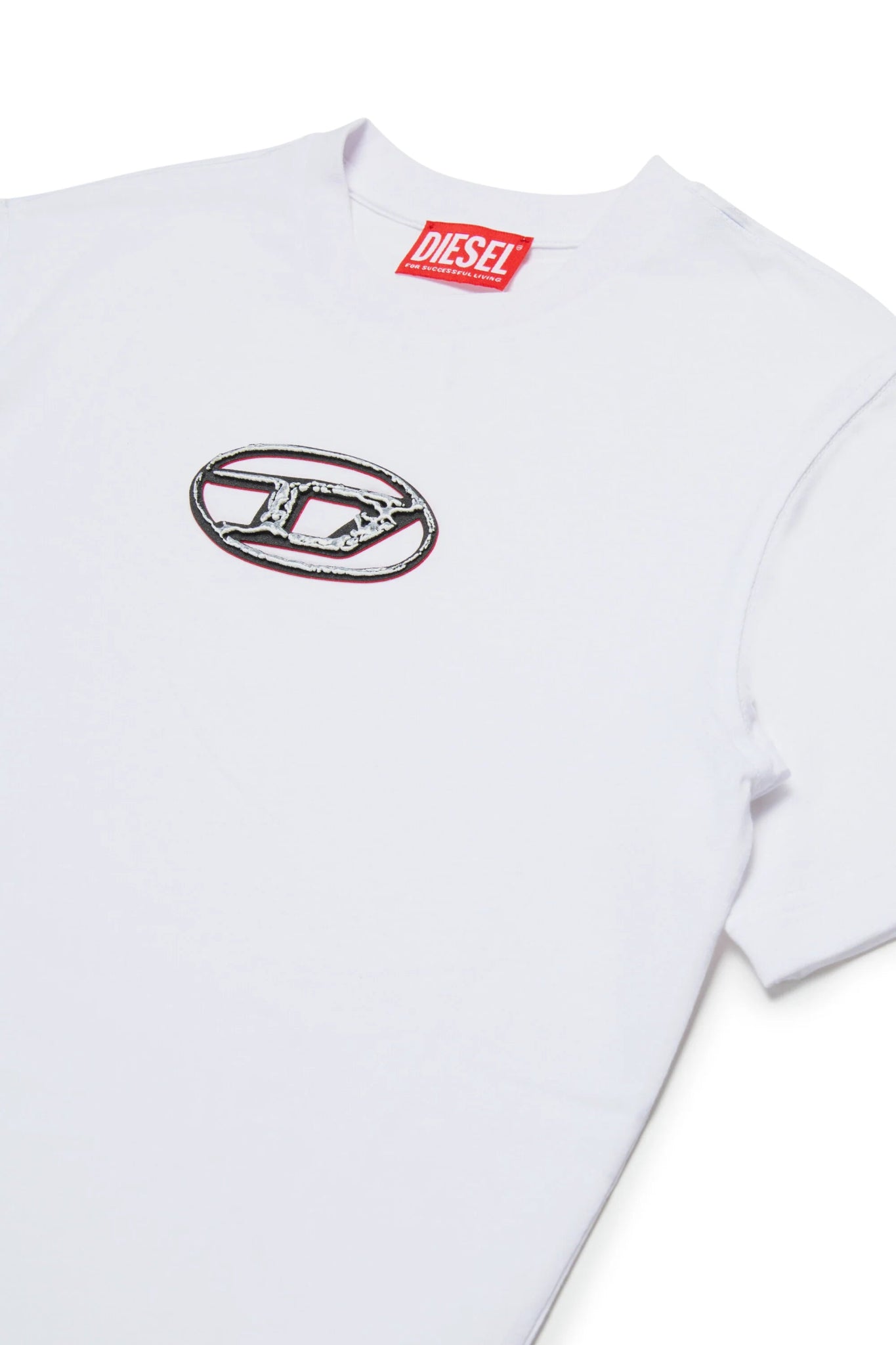 T - SHIRT BIANCA CON LOGO NERO IN RILIEVO DIESEL - Angel Luxury
