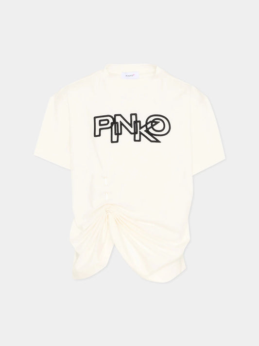 T - SHIRT BIANCA CON LOGO NERO PINKO - Angel Luxury