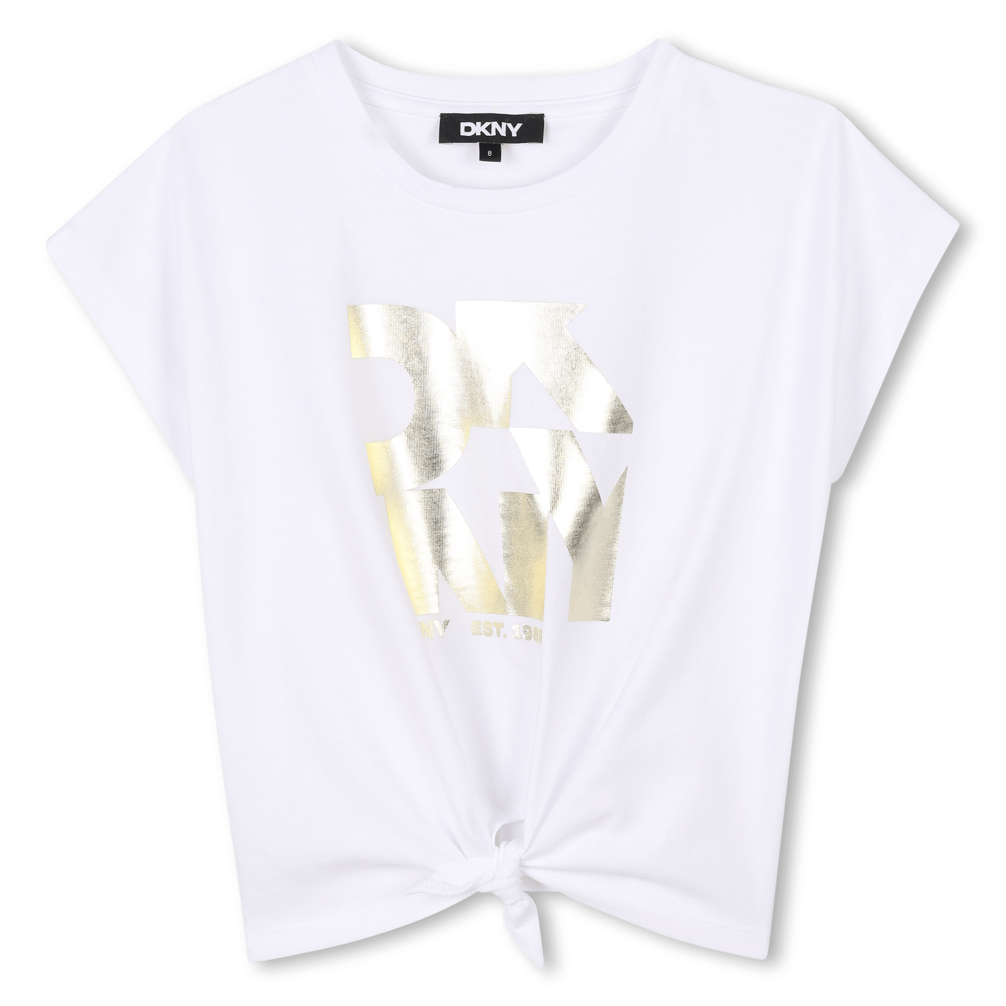 T - SHIRT BIANCA CON LOGO ORO DKNY - Angel Luxury