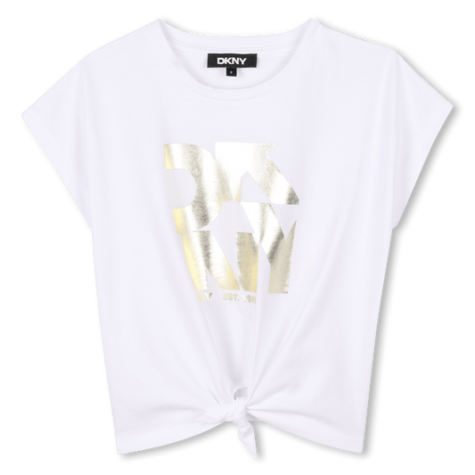 T - SHIRT BIANCA CON LOGO ORO DKNY - Angel Luxury