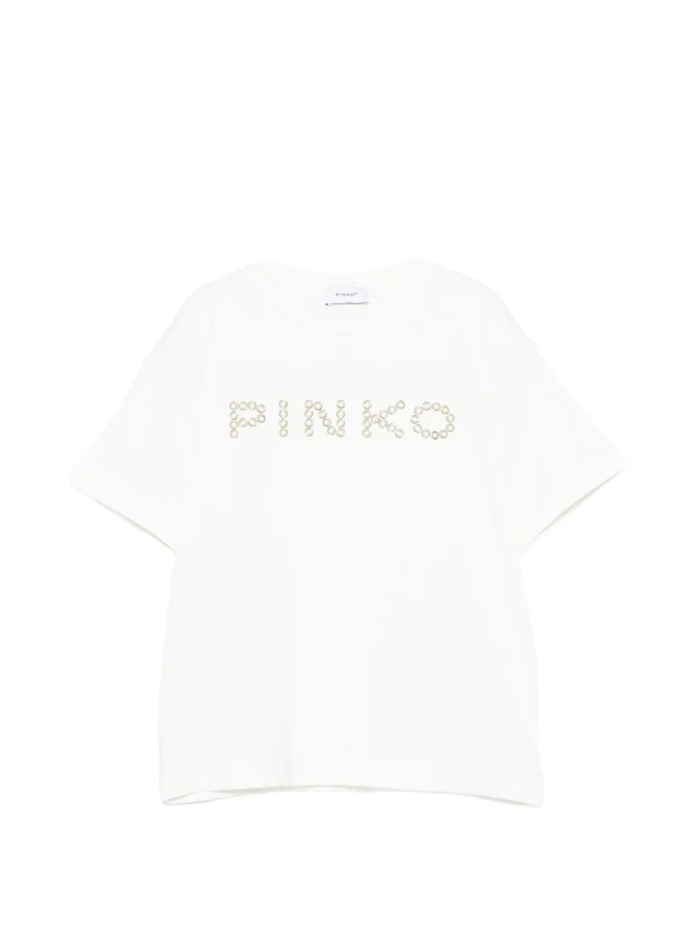 T - SHIRT BIANCA CON LOGO ORO PINKO - Angel Luxury