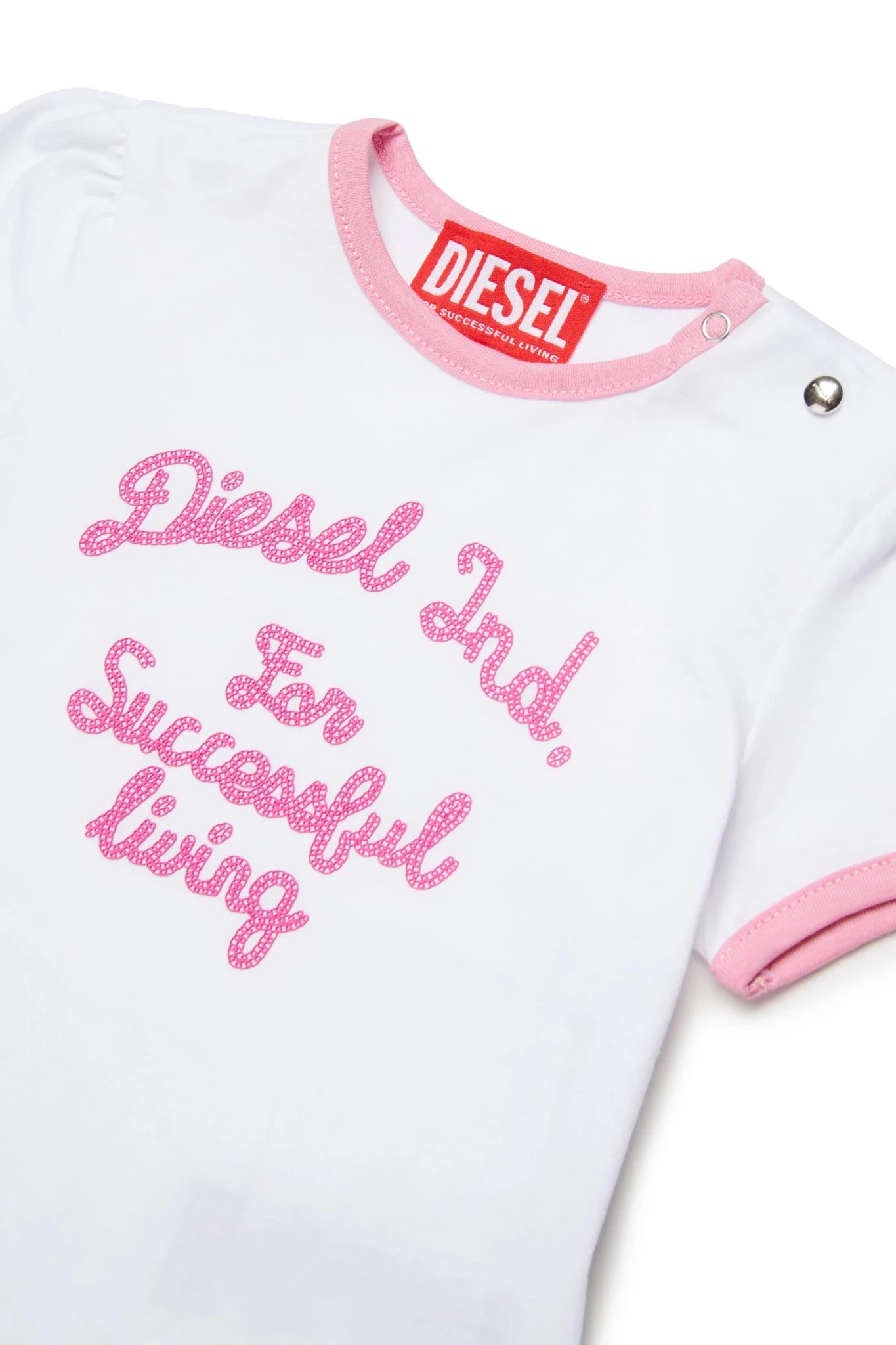 T - SHIRT BIANCA CON LOGO ROSA DIESEL - Angel Luxury