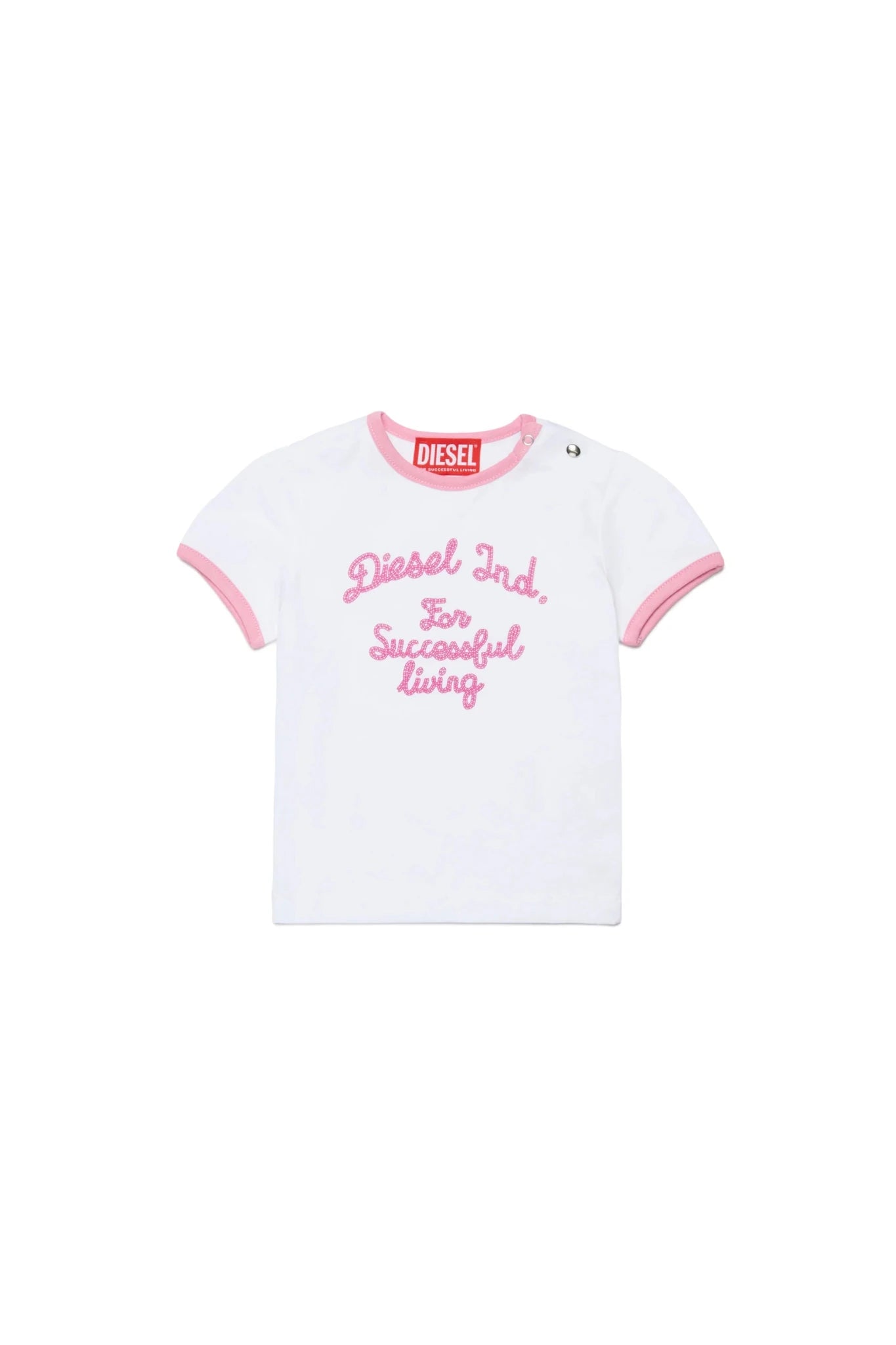T - SHIRT BIANCA CON LOGO ROSA DIESEL - Angel Luxury
