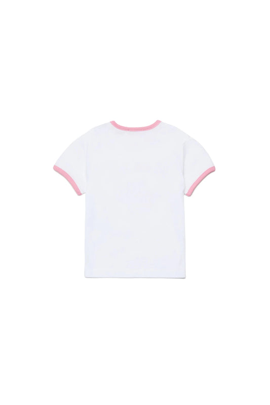 T - SHIRT BIANCA CON LOGO ROSA DIESEL - Angel Luxury