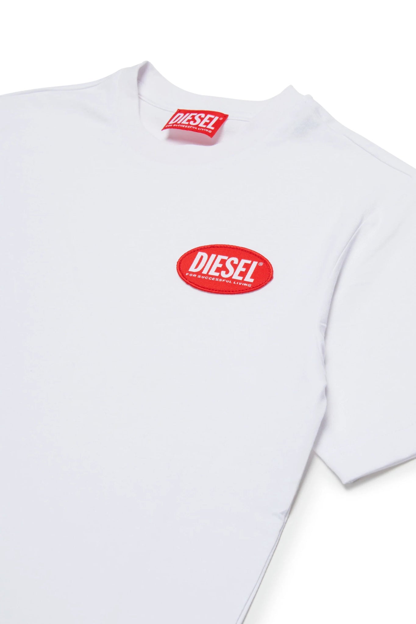 T - SHIRT BIANCA CON LOGO ROSSO OVALE DIESEL - Angel Luxury