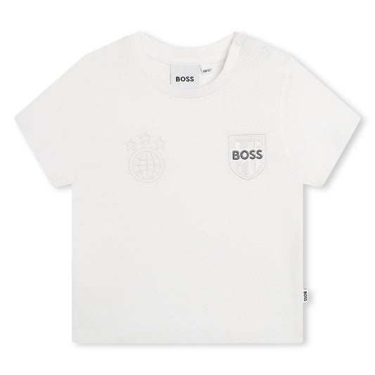 T - SHIRT BIANCA CON LOGO SCRITTA BOSS - Angel Luxury