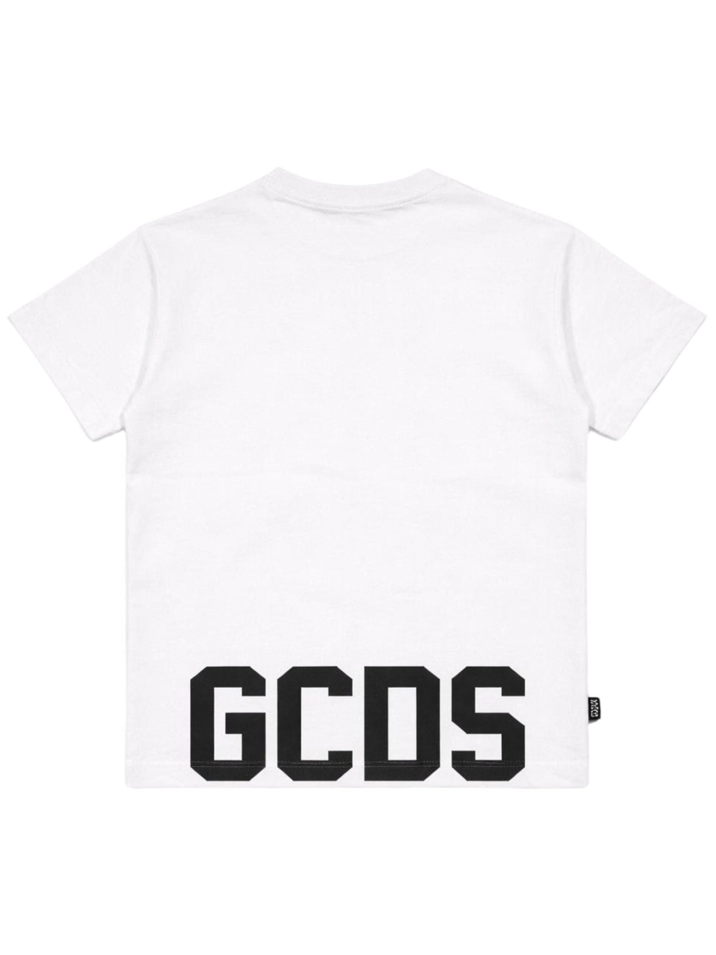T - SHIRT BIANCA CON LOGO SUL DAVANTI E SUL RETRO NERO GCDS - Angel Luxury