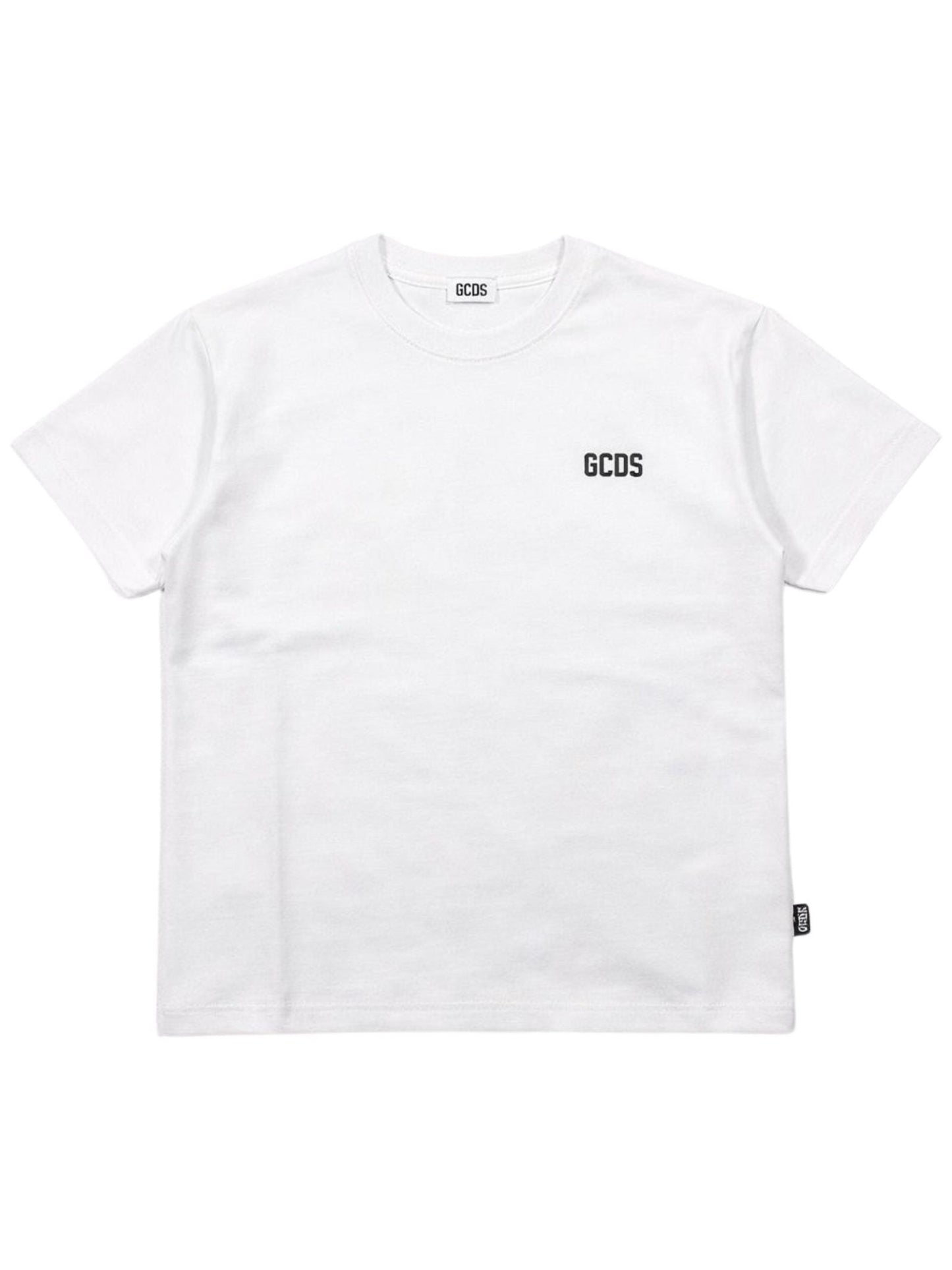 T - SHIRT BIANCA CON LOGO SUL DAVANTI E SUL RETRO NERO GCDS - Angel Luxury