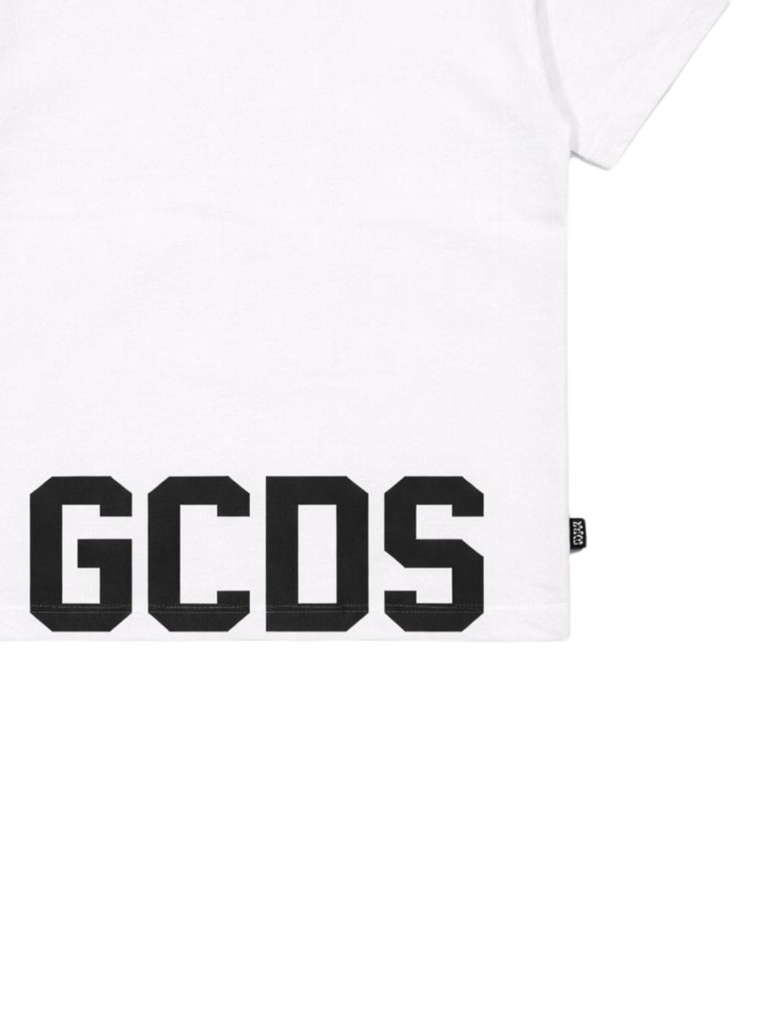 T - SHIRT BIANCA CON LOGO SUL DAVANTI E SUL RETRO NERO GCDS - Angel Luxury