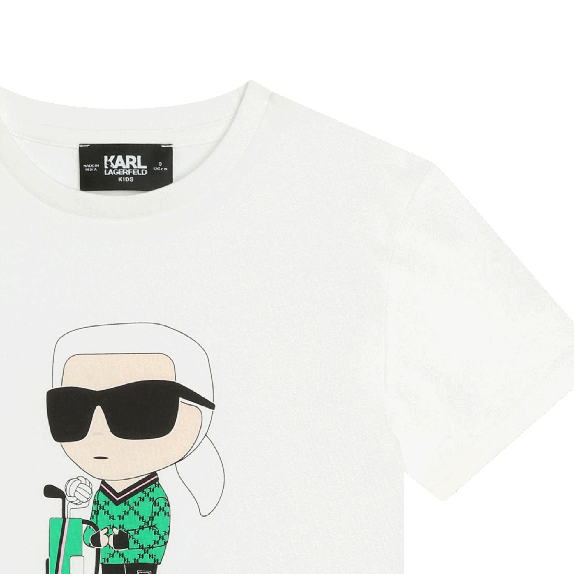 T-SHIRT BIANCA CON LOGO VERDE KARL LAGERFELD - Angel Luxury