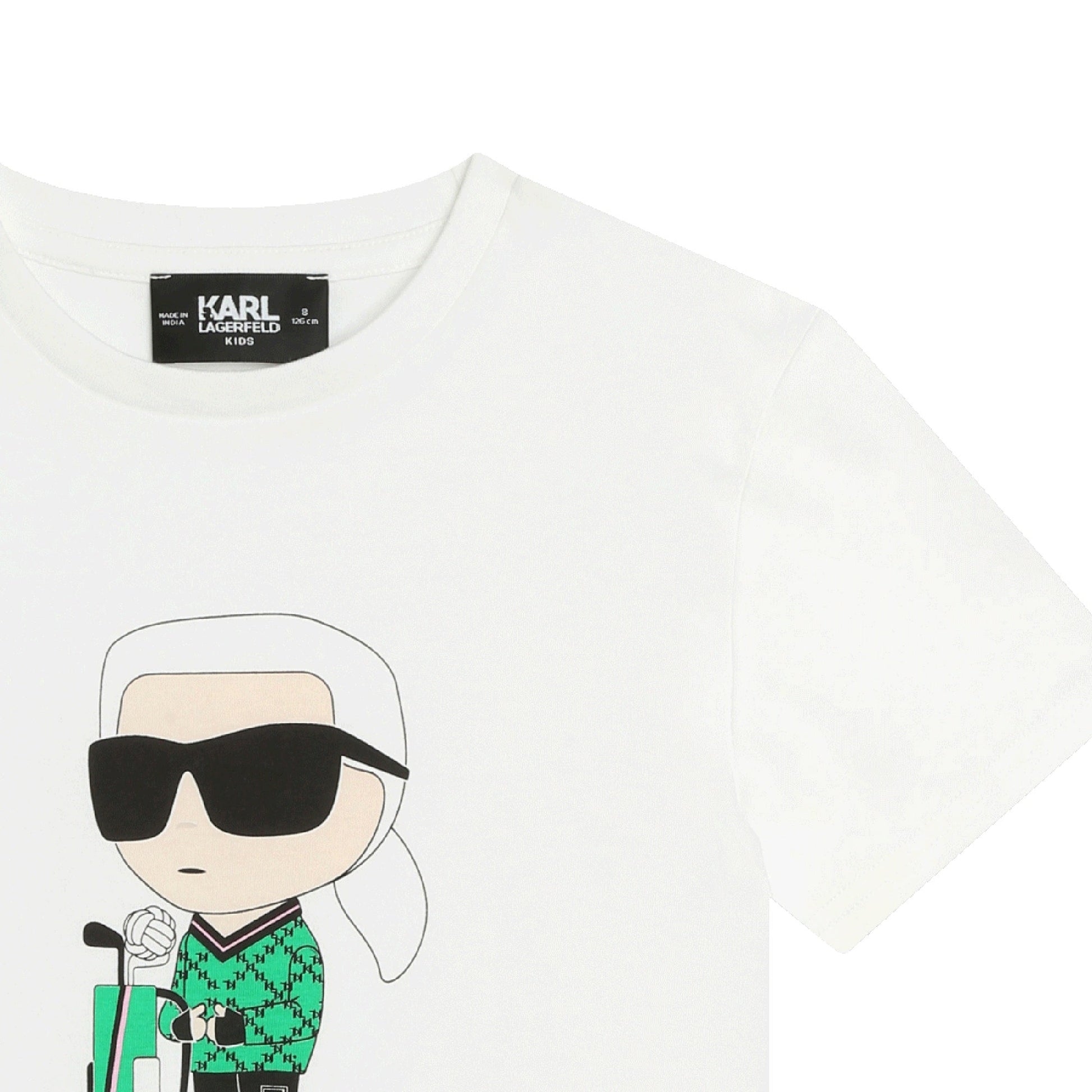 T - SHIRT BIANCA CON LOGO VERDE KARL LAGERFELD - Angel Luxury