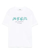 T - SHIRT BIANCA CON LOGO VERDE MSGM - Angel Luxury