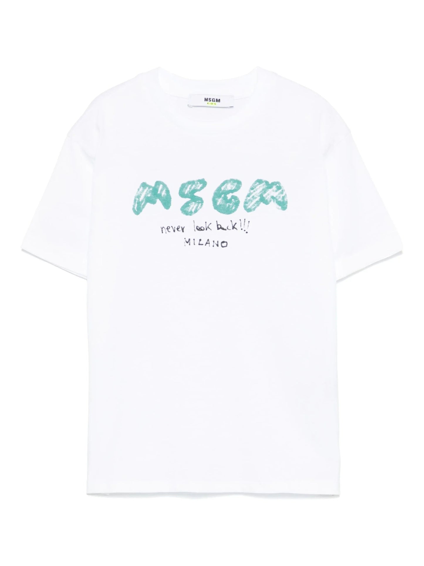 T - SHIRT BIANCA CON LOGO VERDE MSGM - Angel Luxury