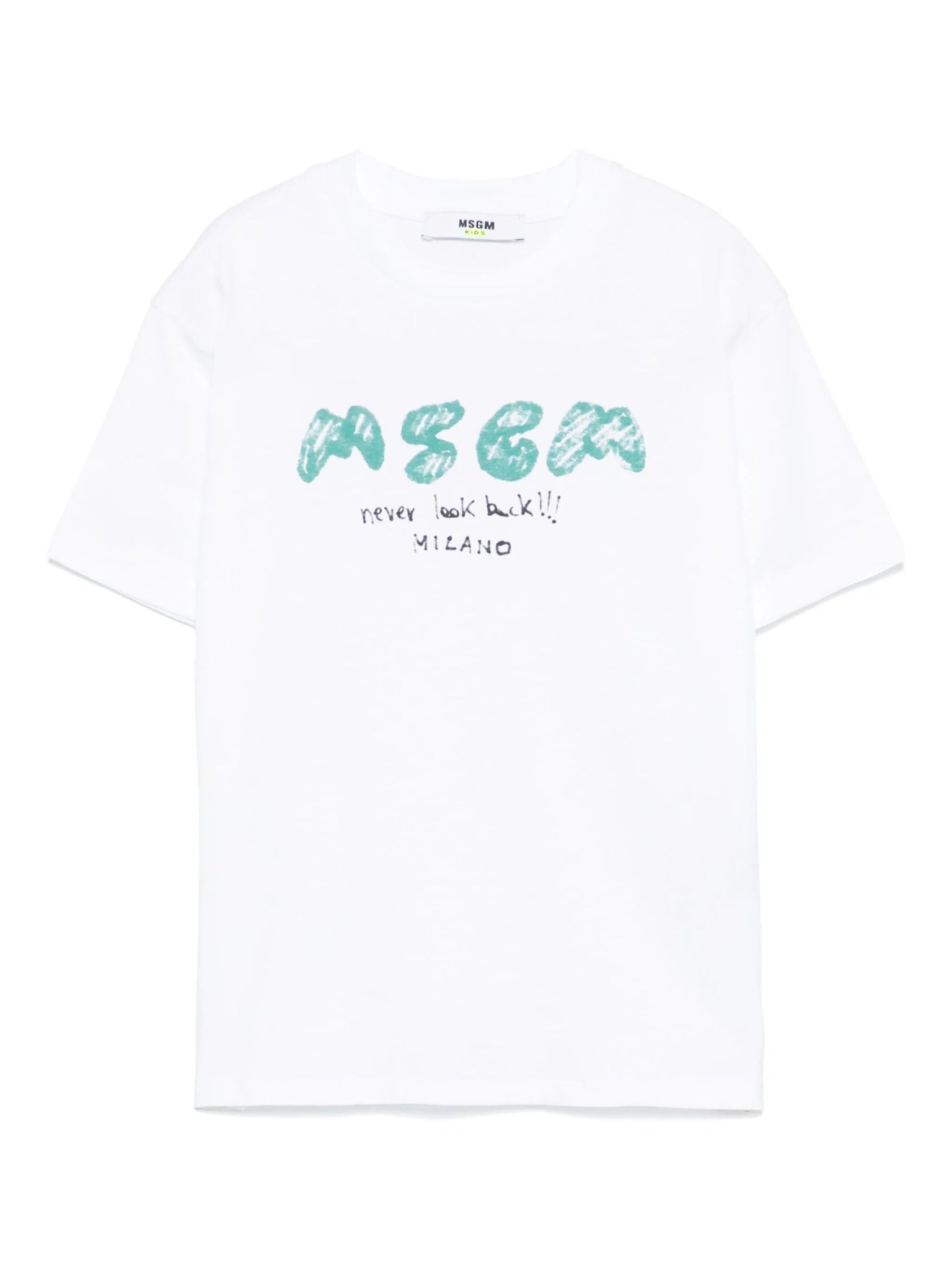 T - SHIRT BIANCA CON LOGO VERDE MSGM - Angel Luxury