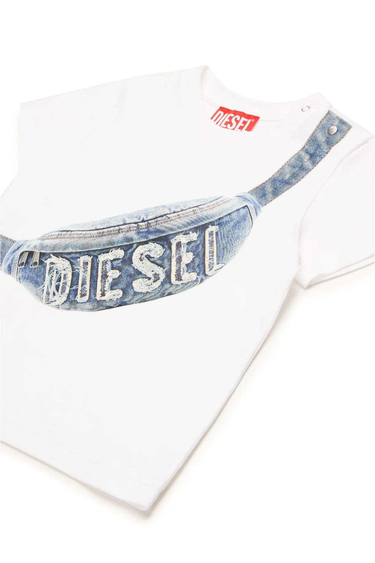 T - SHIRT BIANCA CON MARSUPIO EFFETTO IN DENIM DIESEL - Angel Luxury