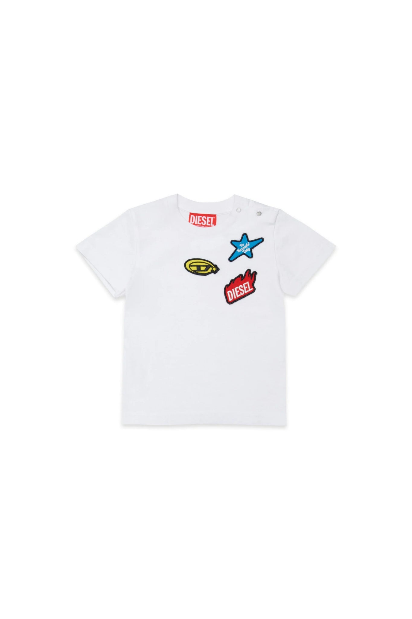 T - SHIRT BIANCA CON PATCH COLORATE DIESEL - Angel Luxury