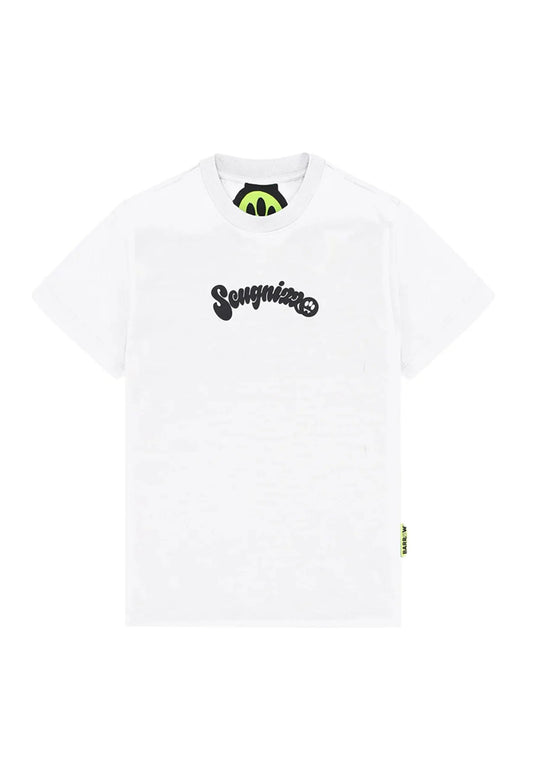 T - SHIRT BIANCA CON SCRITTA SCUGNIZZO NERA BARROW - Angel Luxury