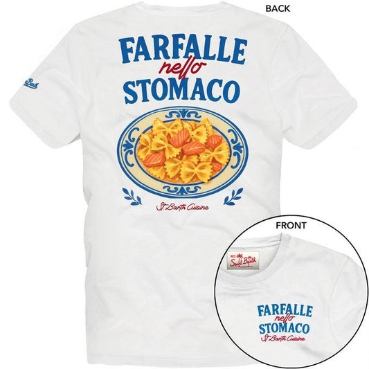 T - SHIRT BIANCA CON SCRITTA SUL DAVANTI E RETRO FARFALLE NELLO STOMACO MC2 SAINT BARTH - Angel Luxury