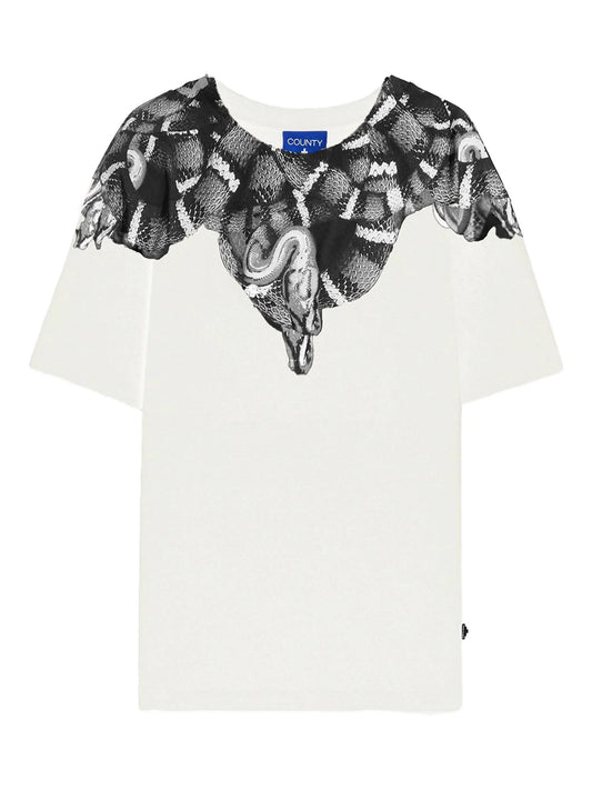 T - SHIRT BIANCA CON STAMPA A SERPENTE MARCELO BURLON - Angel Luxury