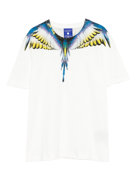 T - SHIRT BIANCA CON STAMPA ALI MULTICOLOR MARCELO BURLON - Angel Luxury