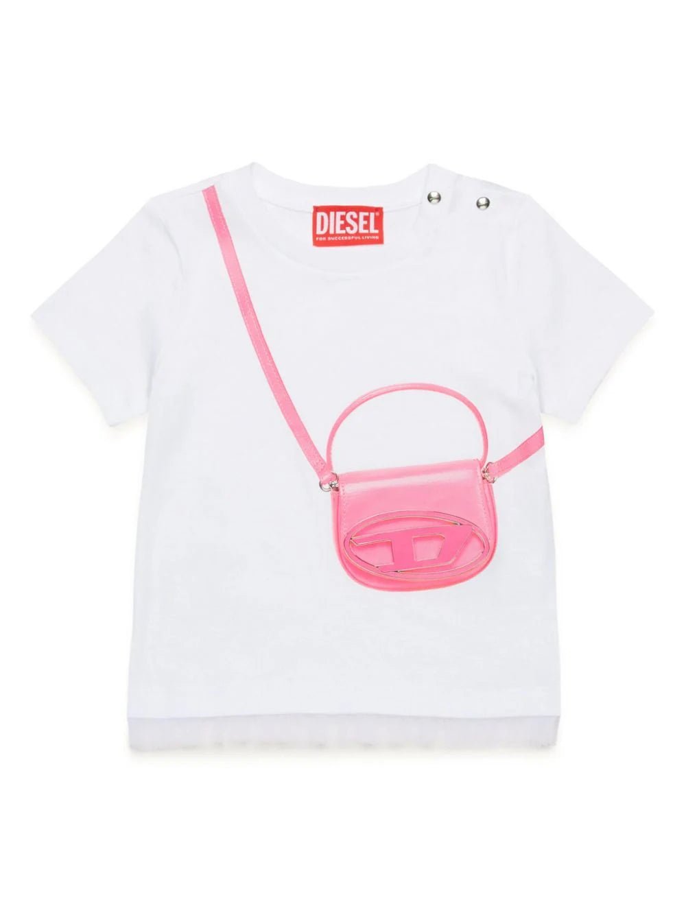 T - SHIRT BIANCA CON STAMPA BORSA DIESEL - Angel Luxury