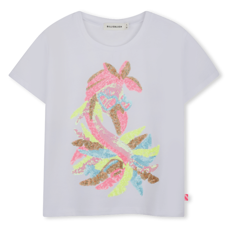 T - SHIRT BIANCA CON STAMPA IN PAILLETTES MULTICOLOR BILLIEBLUSH - Angel Luxury